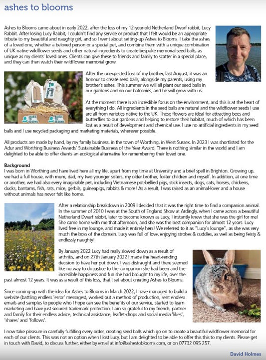 "Ashes to Blooms" - Institute of Cemetery & Crematorium Management's Journal, September 2023