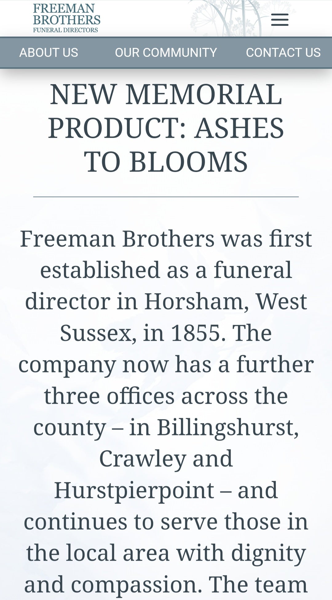 "NEW MEMORIAL PRODUCT: ASHES TO BLOOMS" - Freeman Brothers Funeral Directors' Blog, 16/08/23